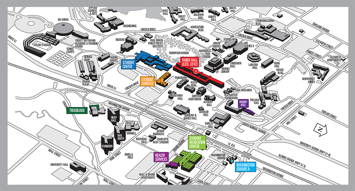Campus map and Faner Building Map