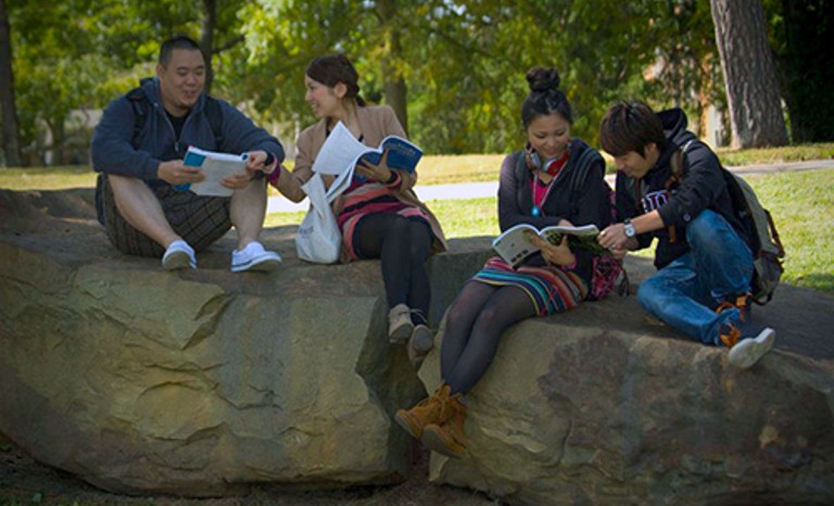 CESL students studying outside