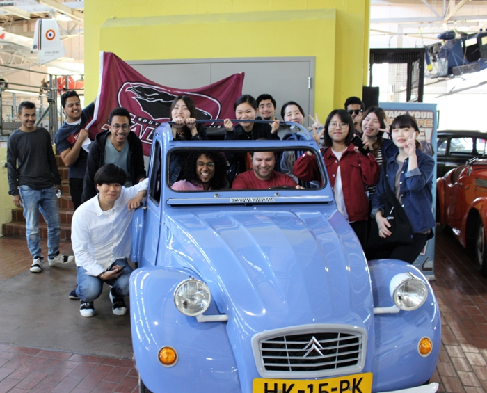 CESL students at a car museum