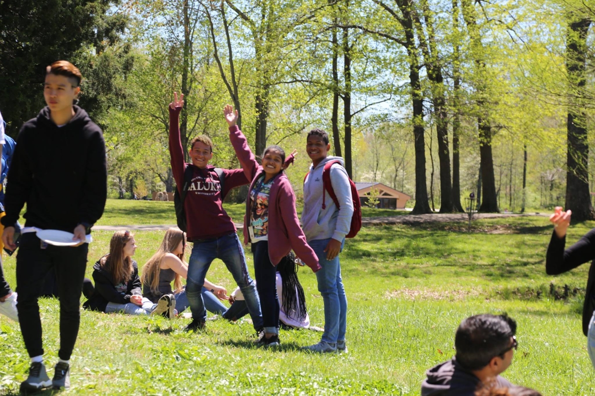 CESL students hanging out outside